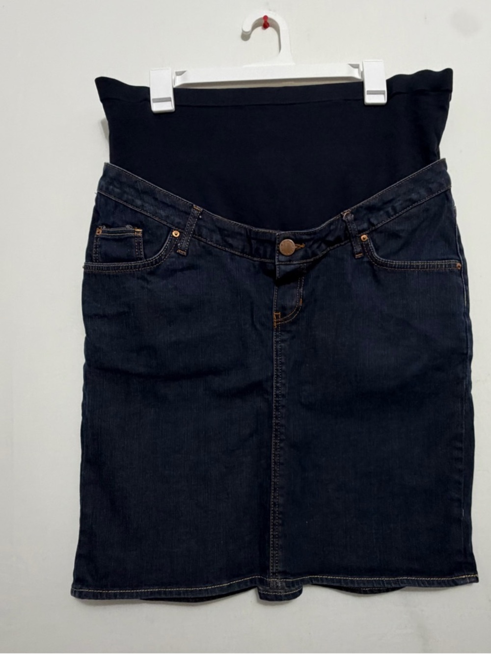 Zara Skirt Maternity Size Large Dark Wash Denim Stretch Panel(A543)